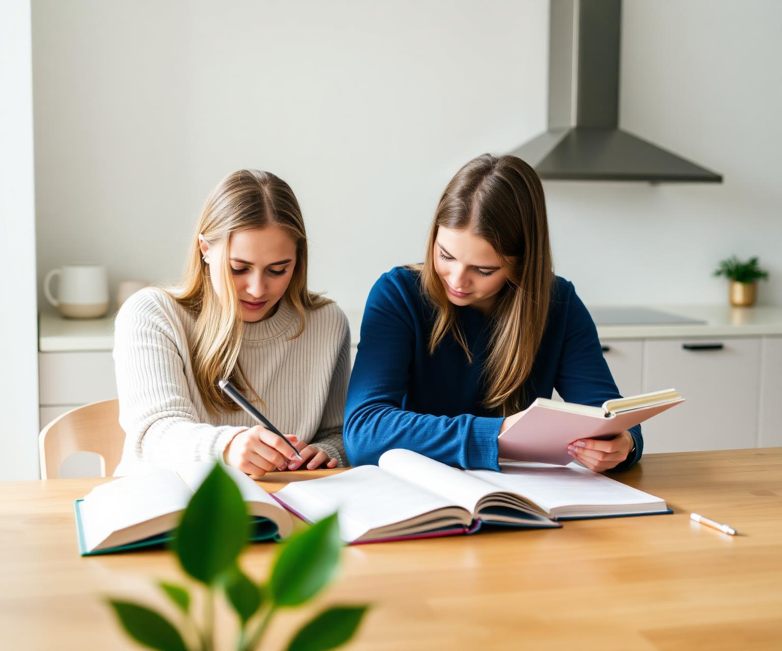 Tutor and student working together at a calm study desk